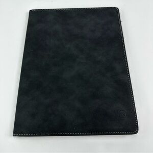 Work From Home Soft Black Padfolio with Card Slots & Pencil Holder Pad Holder